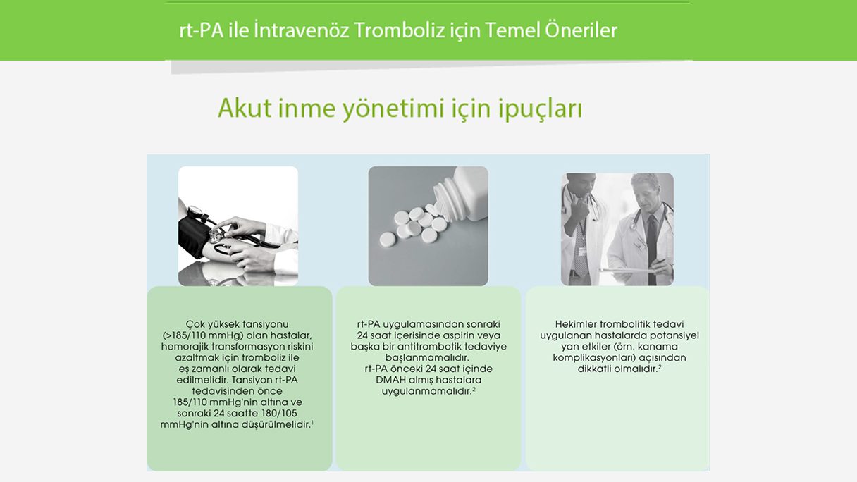 rt-PA ile İntravenöz Tromboliz için Temel Öneriler