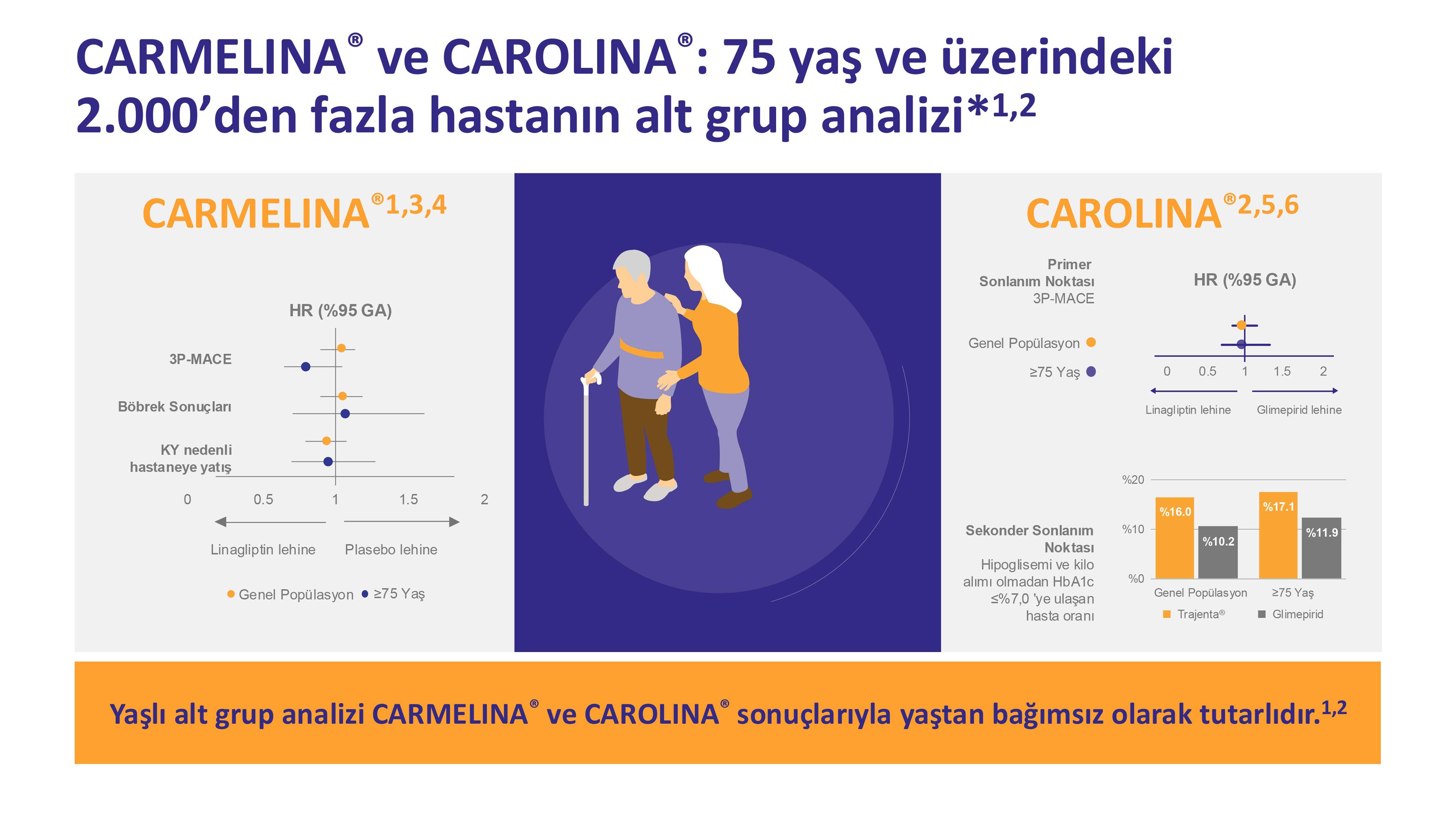 CARMELINA® ve CAROLINA®: 75 yaş ve üzerindeki 2.000’den fazla hastanın alt grup analizi